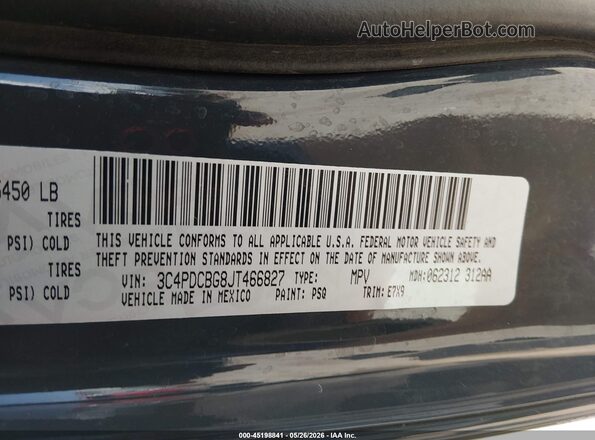 3C4PDCBG8JT466827 2018 DODGE JOURNEY Dark Blue Вид підкапотного простору
