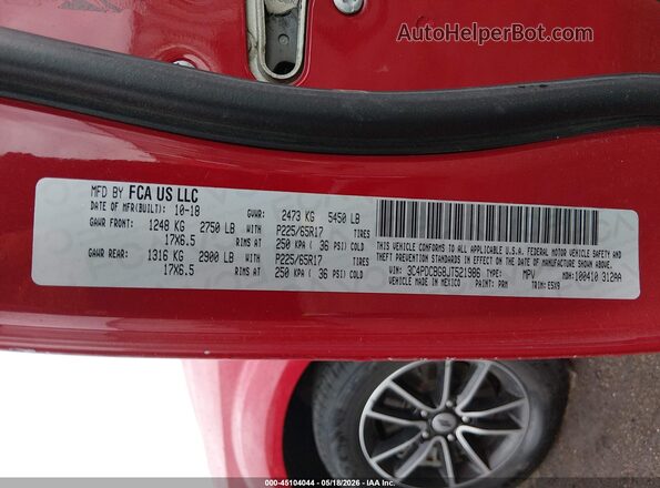 3C4PDCBG8JT521986 2018 DODGE JOURNEY Red Engine compartment view