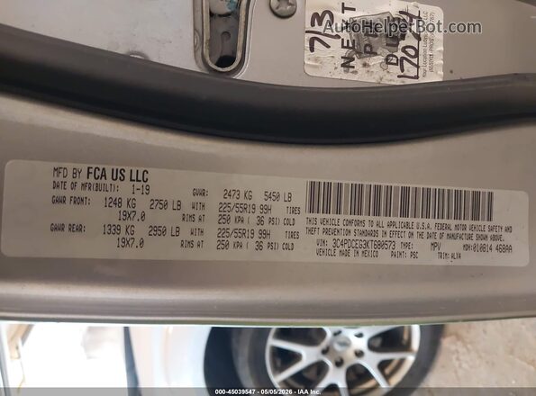 3C4PDCEG3KT680573 2019 DODGE JOURNEY Silver Widok komory silnika