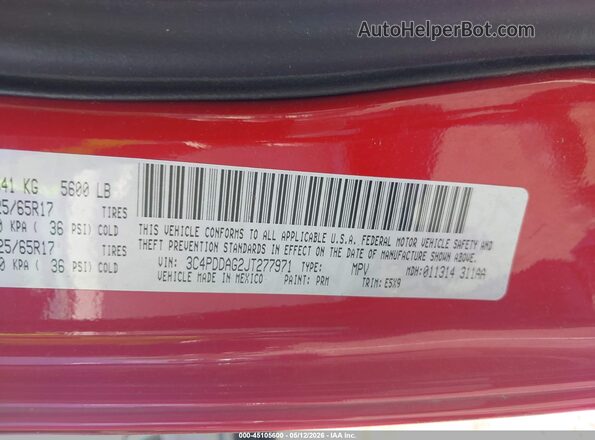 3C4PDDAG2JT277971 2018 DODGE JOURNEY Red 