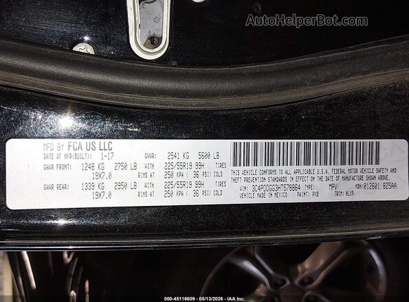 3C4PDDGG3HT578864 2017 DODGE JOURNEY Black Вид підкапотного простору