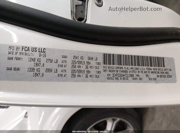 3C4PDDGG4HT513909 2017 DODGE JOURNEY Белый Вид подкапотного пространства