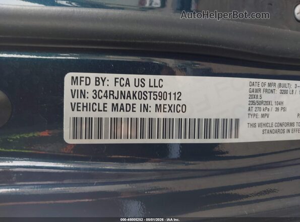 3C4RJNAK0ST590112 2025 JEEP WAGONEER S Blue Vista del compartimento del motor