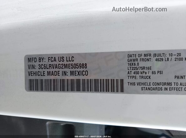 3C6LRVAG2ME505988 2021 RAM PROMASTER 1500 White 