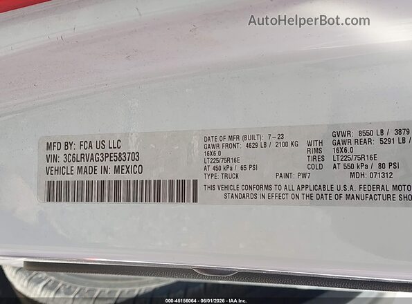 3C6LRVAG3PE583703 2023 RAM PROMASTER 1500 Красный Вид подкапотного пространства