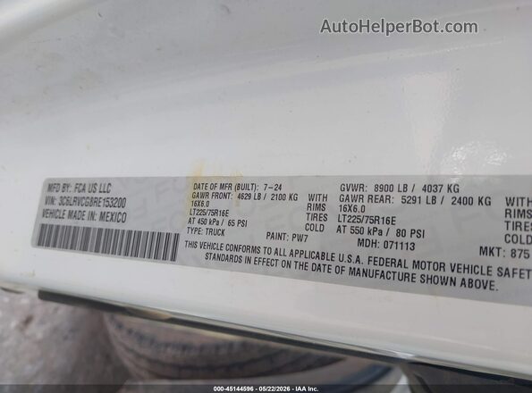 3C6LRVCG8RE153200 2024 RAM PROMASTER 2500 White Вид підкапотного простору