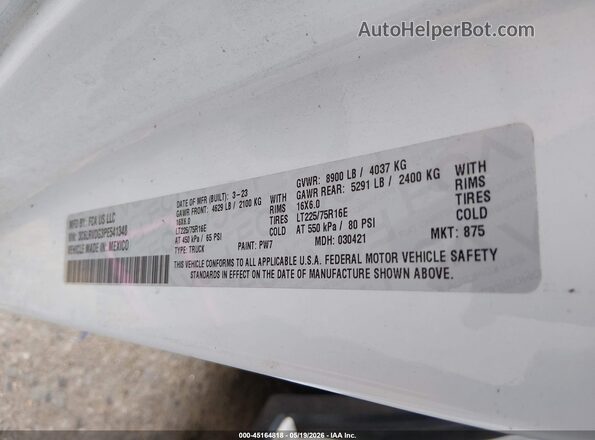 3C6LRVDG3PE541348 2023 RAM PROMASTER 2500 White Շարժիչի բաժամունքի տեսք