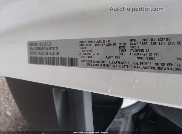 3C6LRVDG4ME526272 2021 RAM PROMASTER 2500 White Engine compartment view