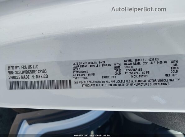 3C6LRVDG5RE142105 2024 RAM PROMASTER 2500 White 