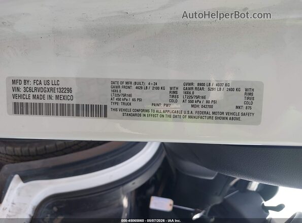 3C6LRVDGXRE132296 2024 RAM PROMASTER 2500 White 