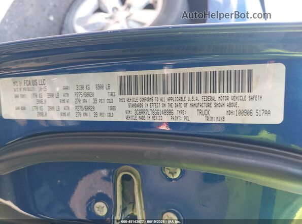 3C6RR7LT8GG148986 2016 RAM 1500 Blue Vista del compartimento del motor
