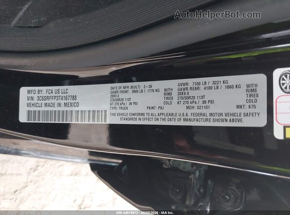 3C6SRFFP3T4167788 2026 RAM 1500 Black Widok komory silnika