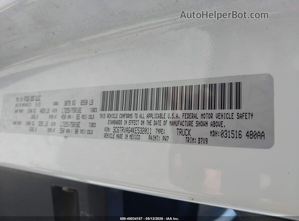 3C6TRVAG4KE532011 2019 RAM PROMASTER 1500 White Вид підкапотного простору