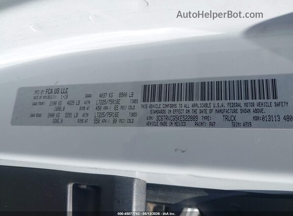 3C6TRVCG5KE522889 2019 RAM PROMASTER 2500 White Շարժիչի բաժամունքի տեսք