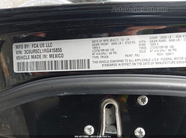 3C6UR5CL1RG415855 2024 RAM 2500 Black Vista del compartimento del motor