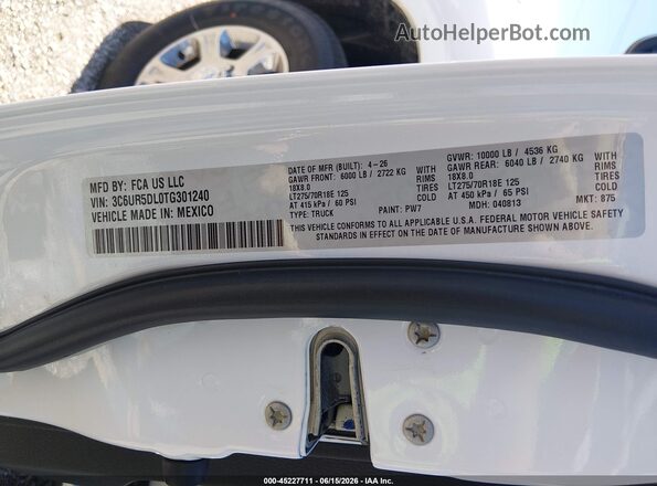3C6UR5DL0TG301240 2026 RAM 2500 White 