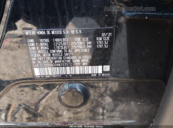 3CZRU5H30NM703572 2022 HONDA HR-V Black Շարժիչի բաժամունքի տեսք