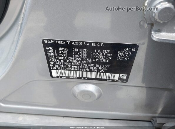 3CZRU5H50JM715829 2018 HONDA HR-V Silver Շարժիչի բաժամունքի տեսք