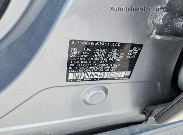 3CZRU5H54LM705596 2020 HONDA HR-V Silver Widok komory silnika