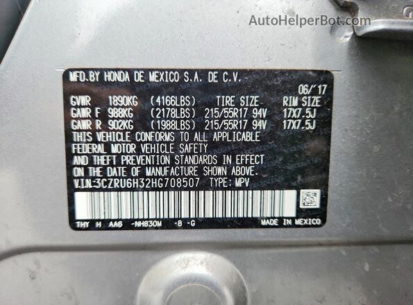 3CZRU6H32HG708507 2017 HONDA HR-V Silver 