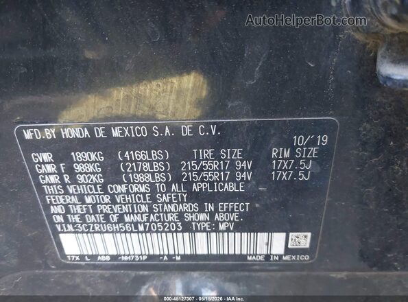 3CZRU6H56LM705203 2020 HONDA HR-V Черный Вид подкапотного пространства