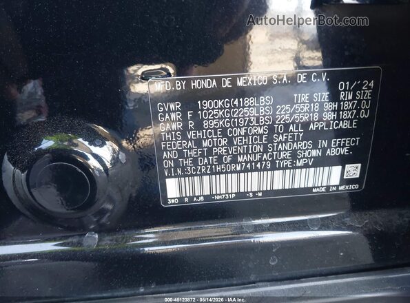 3CZRZ1H50RM741479 2024 HONDA HR-V Black Engine compartment view