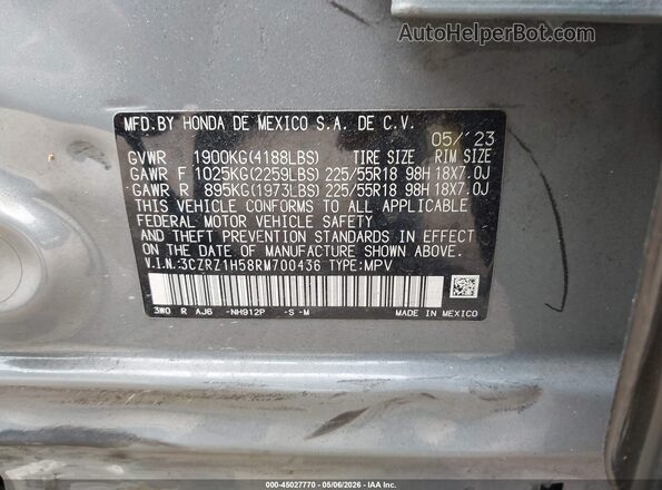 3CZRZ1H58RM700436 2024 HONDA HR-V Gray 