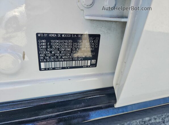 3CZRZ1H79RM700026 2024 HONDA HR-V White 