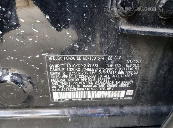3CZRZ2H36RM740700 2024 HONDA HR-V Black Вид наклейки з VIN-кодом