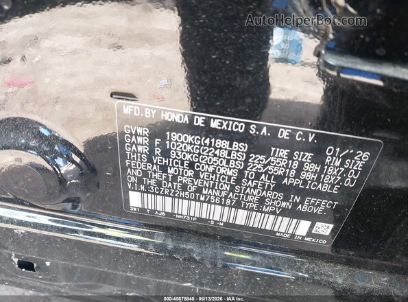 3CZRZ2H50TM756187 2026 HONDA HR-V Black Շարժիչի բաժամունքի տեսք