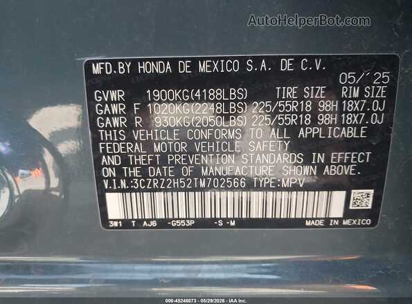 3CZRZ2H52TM702566 2026 HONDA HR-V Pewter Widok komory silnika