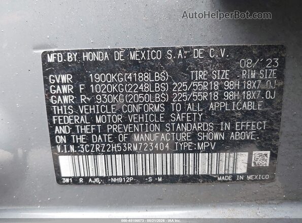 3CZRZ2H53RM723404 2024 HONDA HR-V Gray Շարժիչի բաժամունքի տեսք