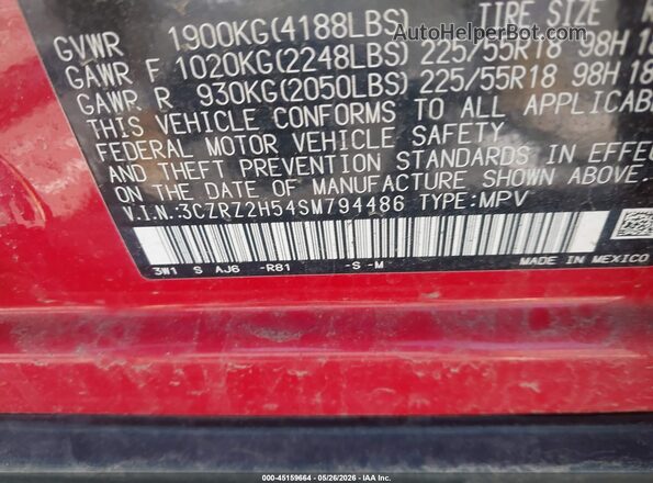 3CZRZ2H54SM794486 2025 HONDA HR-V Red Widok komory silnika