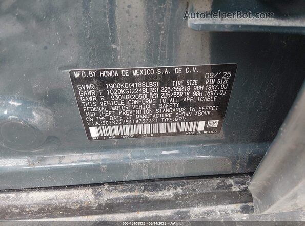 3CZRZ2H54TM737321 2026 HONDA HR-V Blue Вид підкапотного простору