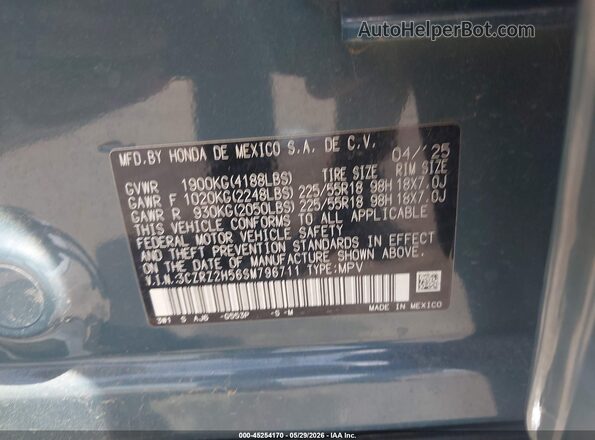 3CZRZ2H56SM796711 2025 HONDA HR-V Blue Engine compartment view