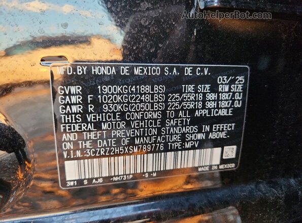 3CZRZ2H5XSM789776 2025 HONDA HR-V Black 