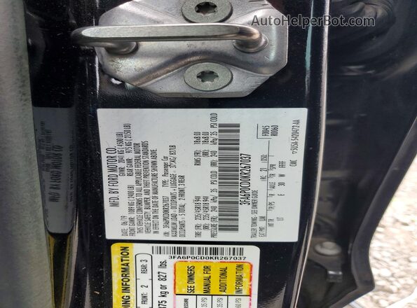 3FA6P0CD0KR267037 2019 FORD FUSION Black 