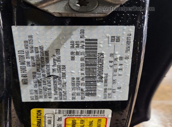 3FA6P0HD0GR289250 2016 FORD FUSION Black 