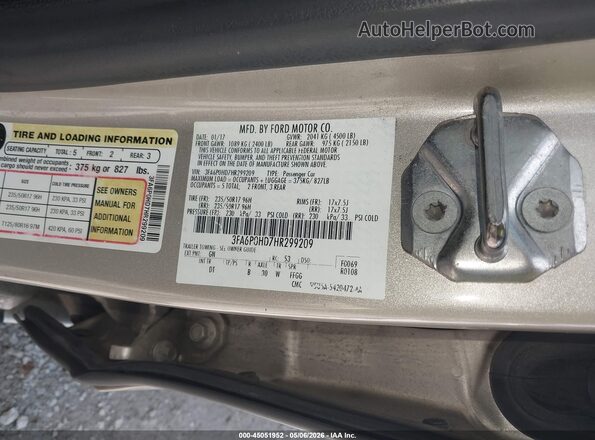 3FA6P0HD7HR299209 2017 FORD FUSION Gold Շարժիչի բաժամունքի տեսք