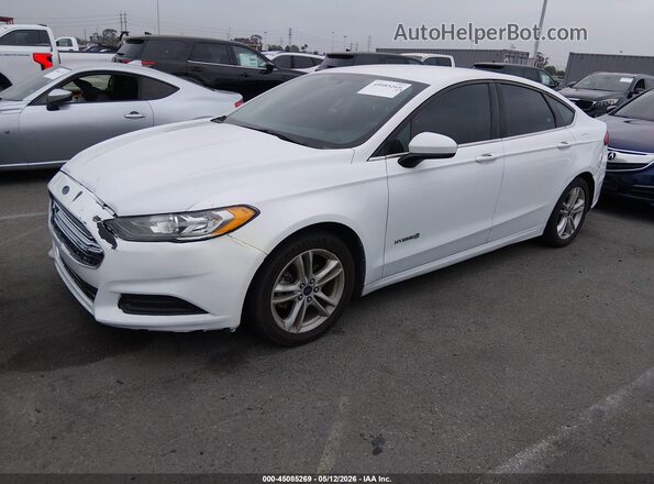 3FA6P0LU3JR173362 2018 FORD FUSION HYBRID White წინა მარცხენა ხედი სამი მეოთხედიდან