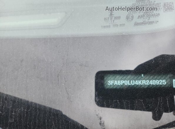 3FA6P0LU4KR240925 2019 FORD FUSION Black 