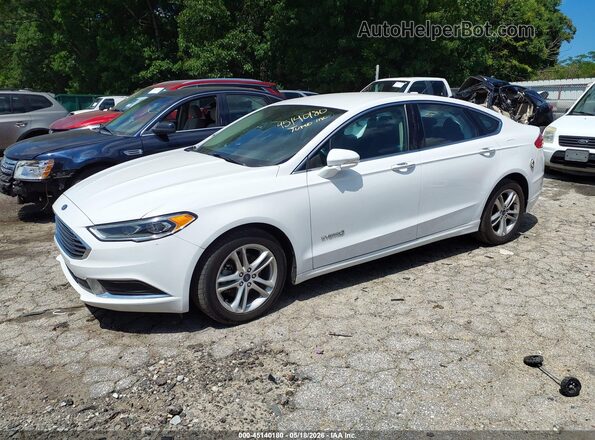 3FA6P0LU9JR172040 2018 FORD FUSION HYBRID White წინა მარცხენა ხედი სამი მეოთხედიდან