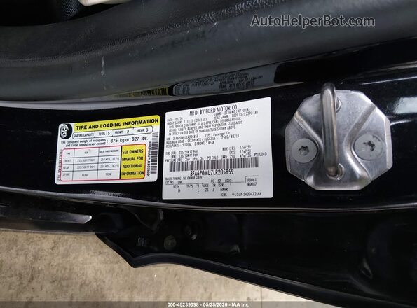 3FA6P0MU7LR205859 2020 FORD FUSION Black Widok komory silnika