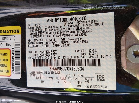 3FA6P0SU7GR189834 2016 FORD FUSION ENERGI Black Вид підкапотного простору