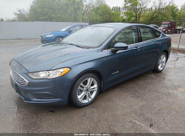 3FA6P0UUXJR235953 2018 FORD FUSION HYBRID Blue Vista tres cuartos delantera izquierda