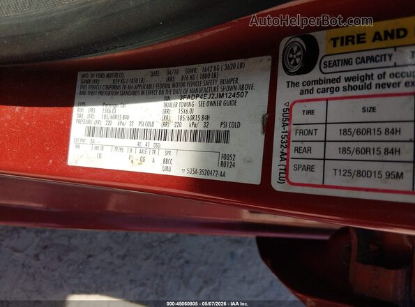 3FADP4EJ2JM124507 2018 FORD FIESTA Red Вид підкапотного простору