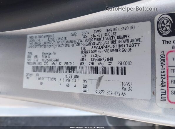3FADP4EJ5HM112877 2017 FORD FIESTA Silver 