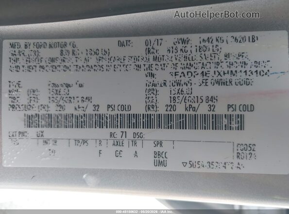 3FADP4EJXHM113104 2017 FORD FIESTA Silver Vista del compartimento del motor