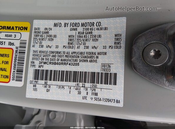 3FMCR9B60RRF43205 2024 FORD BRONCO SPORT Gray Engine compartment view