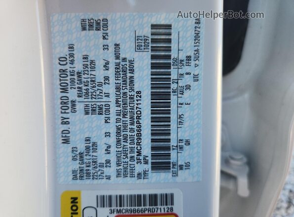 3FMCR9B66PRD71128 2023 FORD BRONCO White 